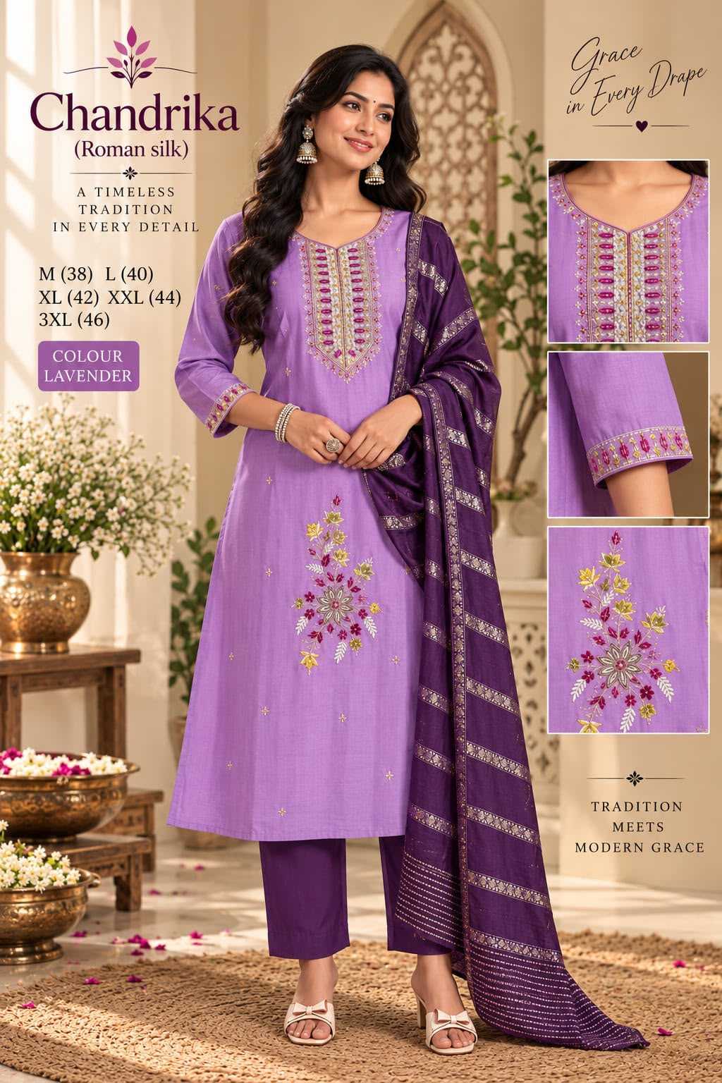 Forta Heavy Roman Silk Embroidery Suit