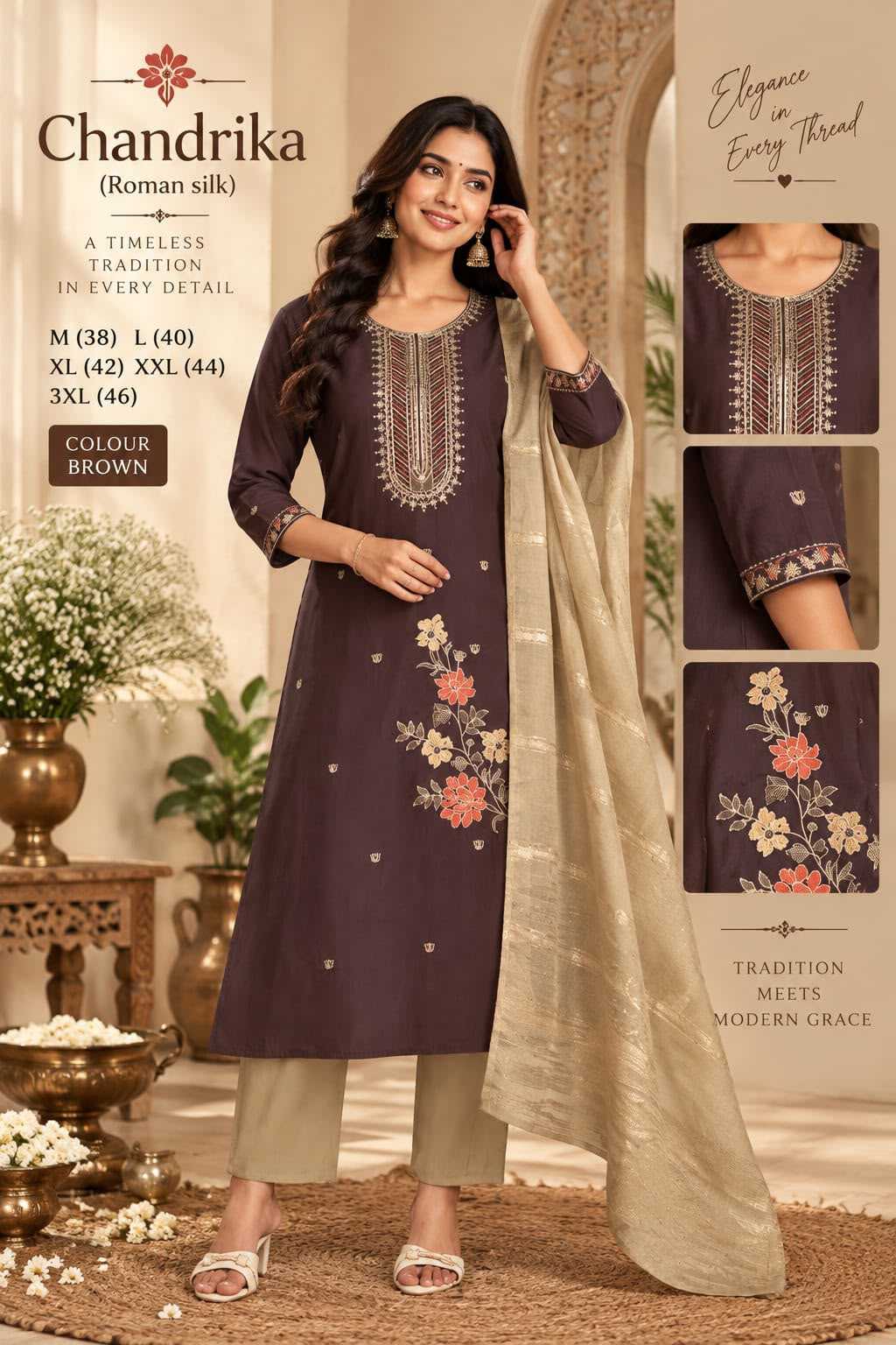 Forta Heavy Roman Silk Embroidery Suit