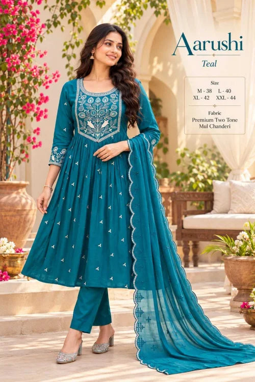 Grace Chanderi Cotton Embroidery Suit