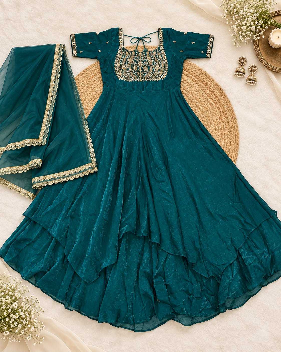 Kashvi Crush Silk Embroidery Gown