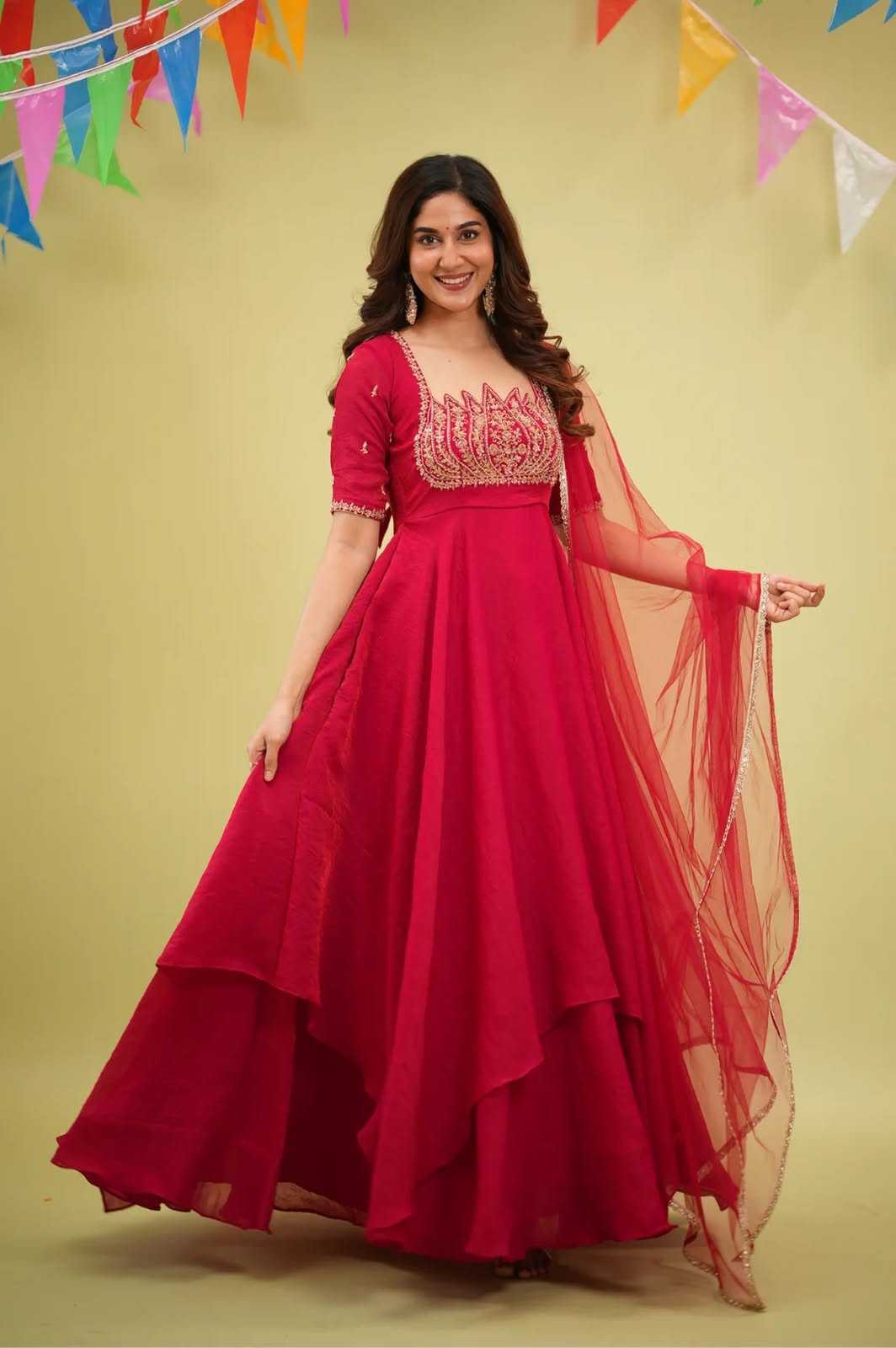 Kashvi Crush Silk Embroidery Gown