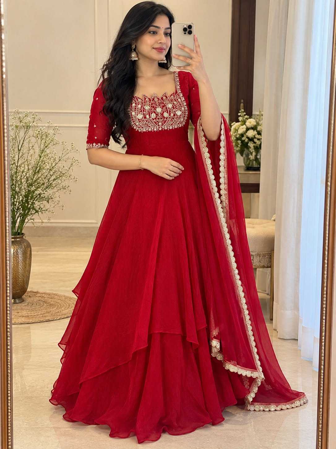 Kashvi Crush Silk Embroidery Gown
