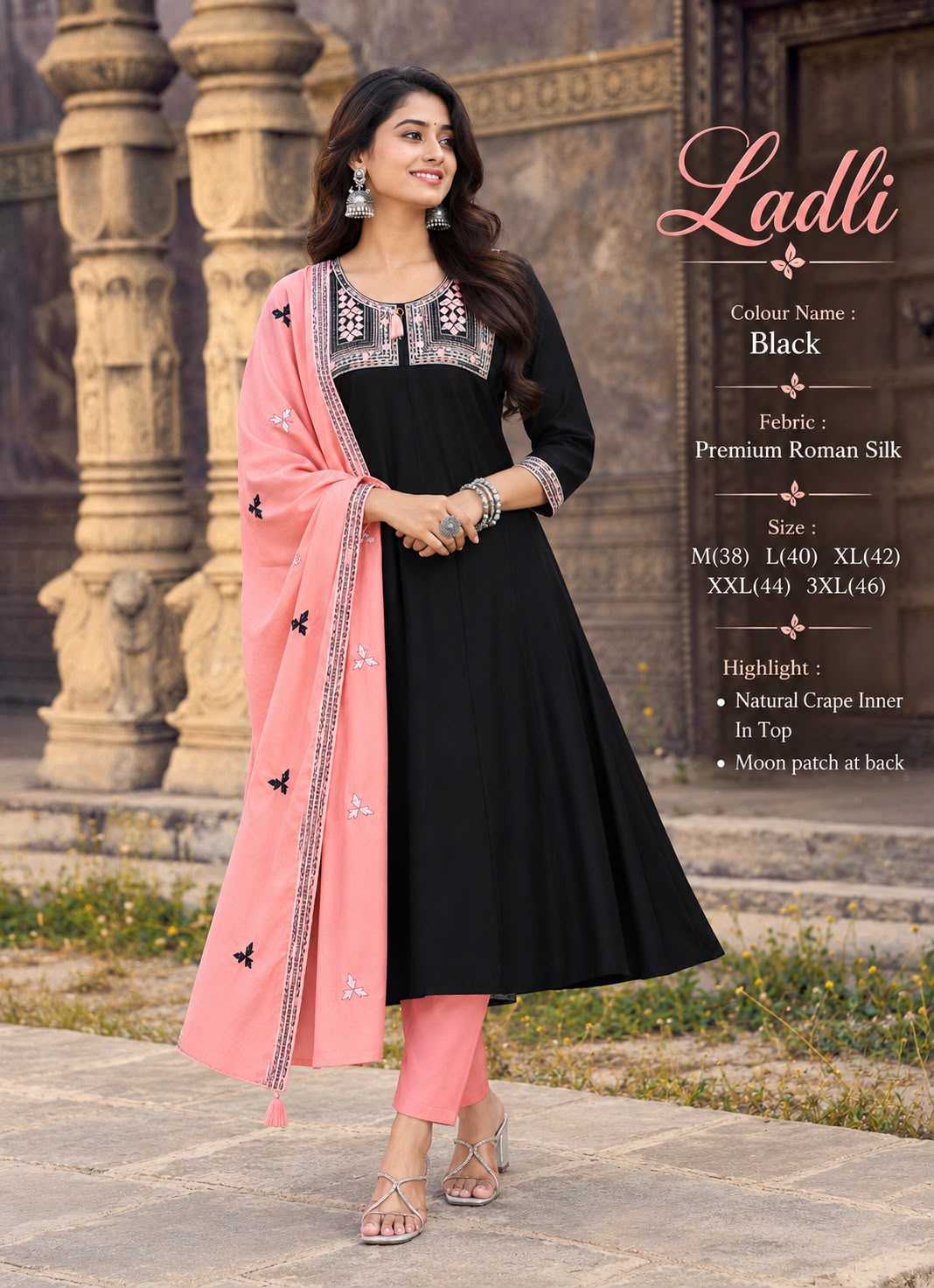 Ladli Heavy Roman Silk Designer Kurti