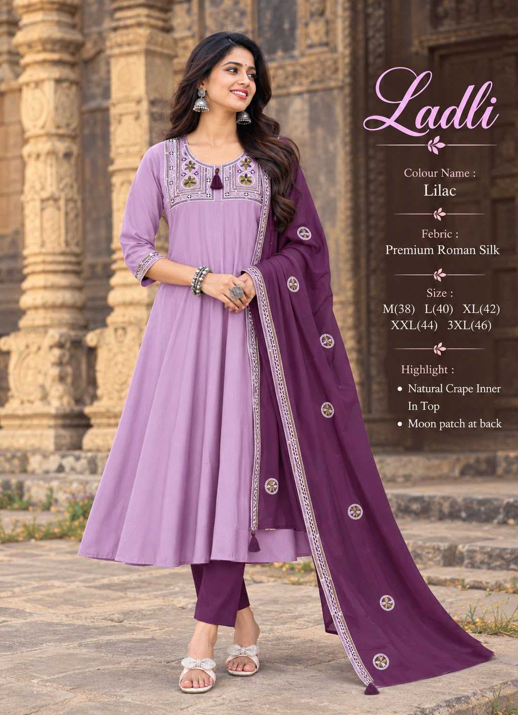 Ladli Heavy Roman Silk Designer Kurti