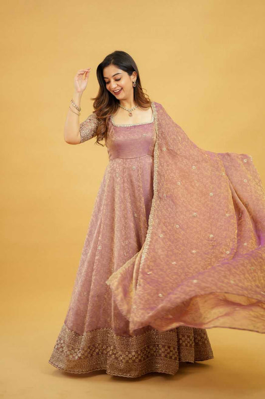 Mayuri Mauv Space Silk Anarkali Gown