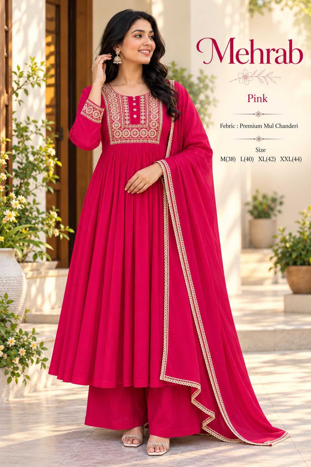 Mehrab Chanderi Silk Embroidery Suit
