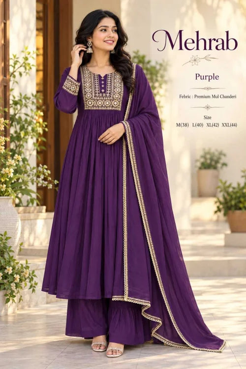 Mehrab Chanderi Silk Embroidery Suit