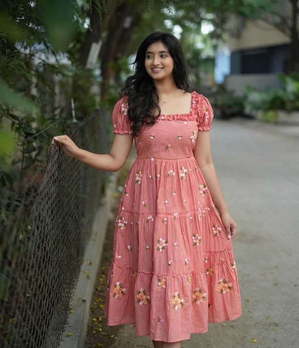 Onion Pink Chanderi Cotton Maxi Dress