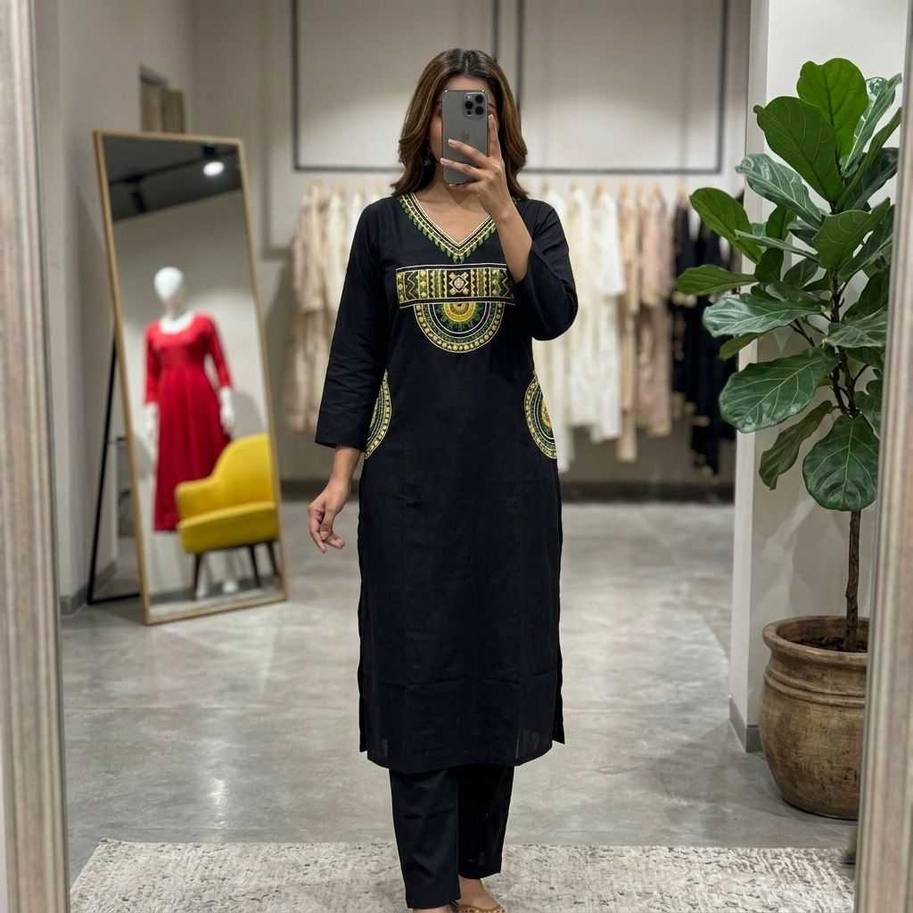 Cotton Co-ord Set in Black