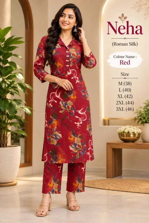 Order Heavy Roman Silk Party Wear Kurti
