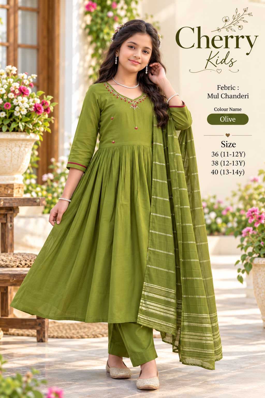 Pure Chanderi Silk Kids Traditional Outfits