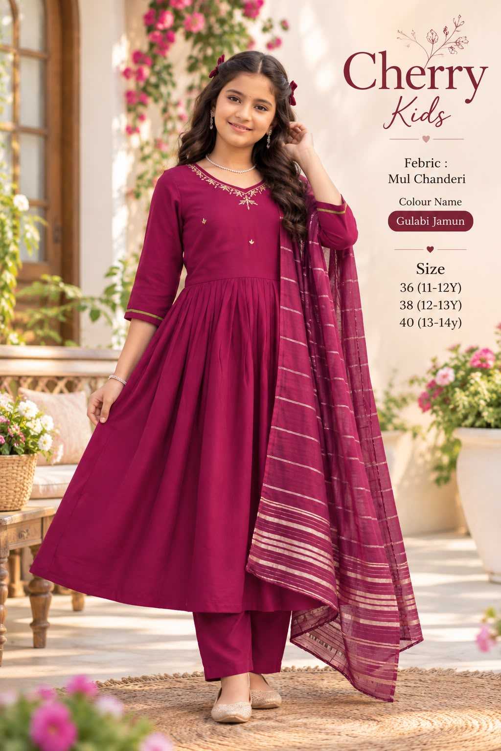 Pure Chanderi Silk Kids Traditional Outfits