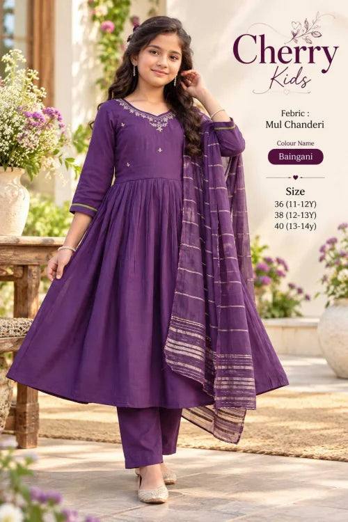 Pure Chanderi Silk Kids Traditional Outfits