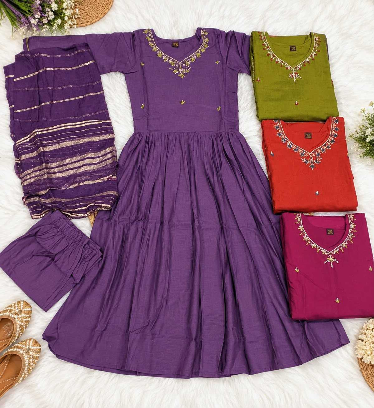 Pure Chanderi Silk Kids Traditional Outfits