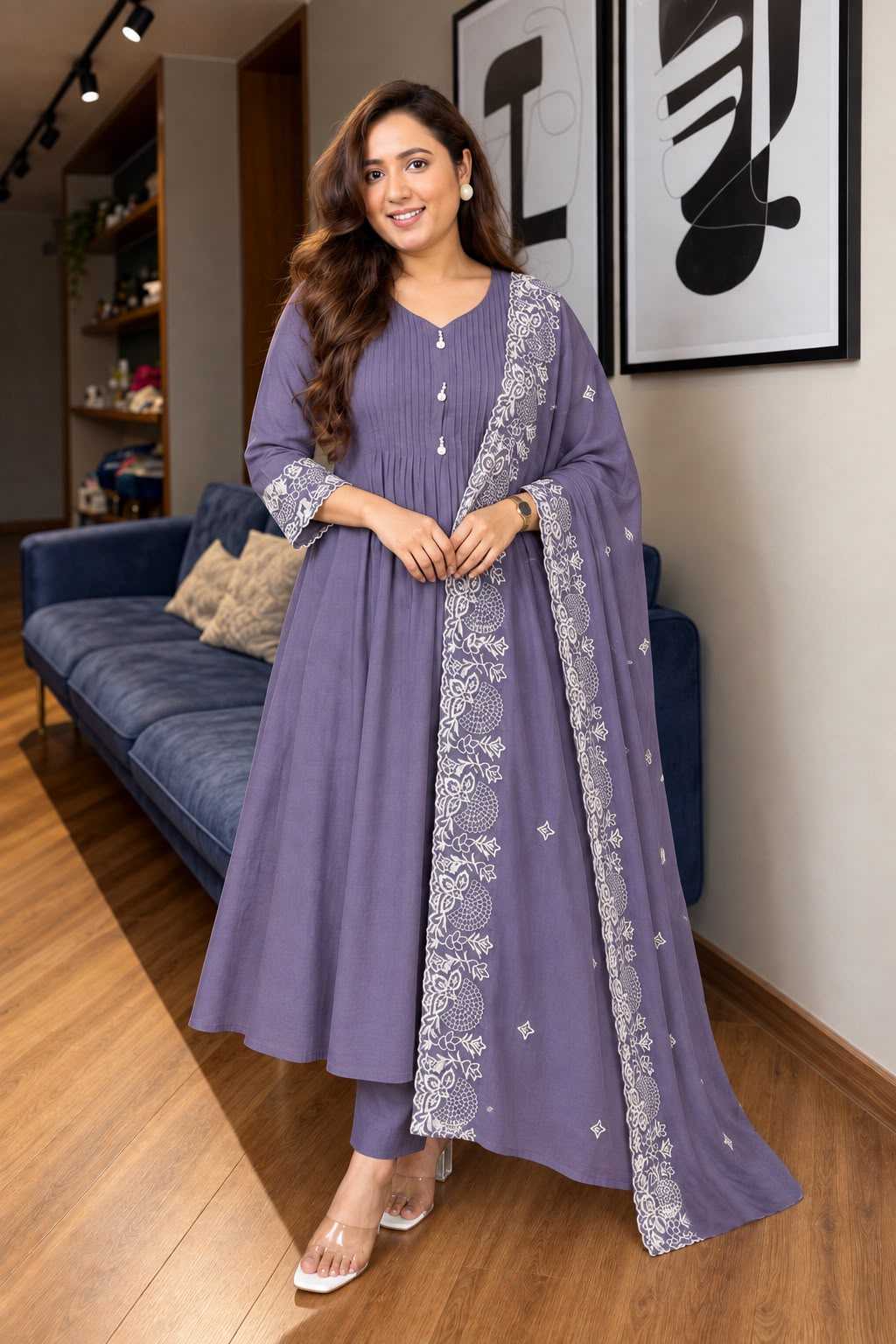 Reva Chanderi Cotton Embroidery Suit