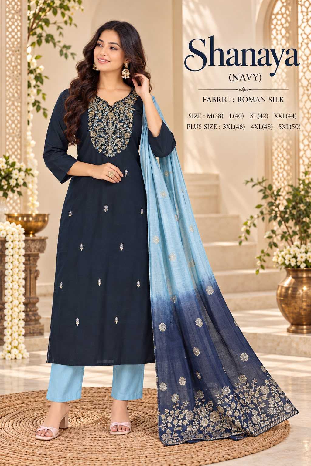 Heavy Roman Silk Workwear Kurti
