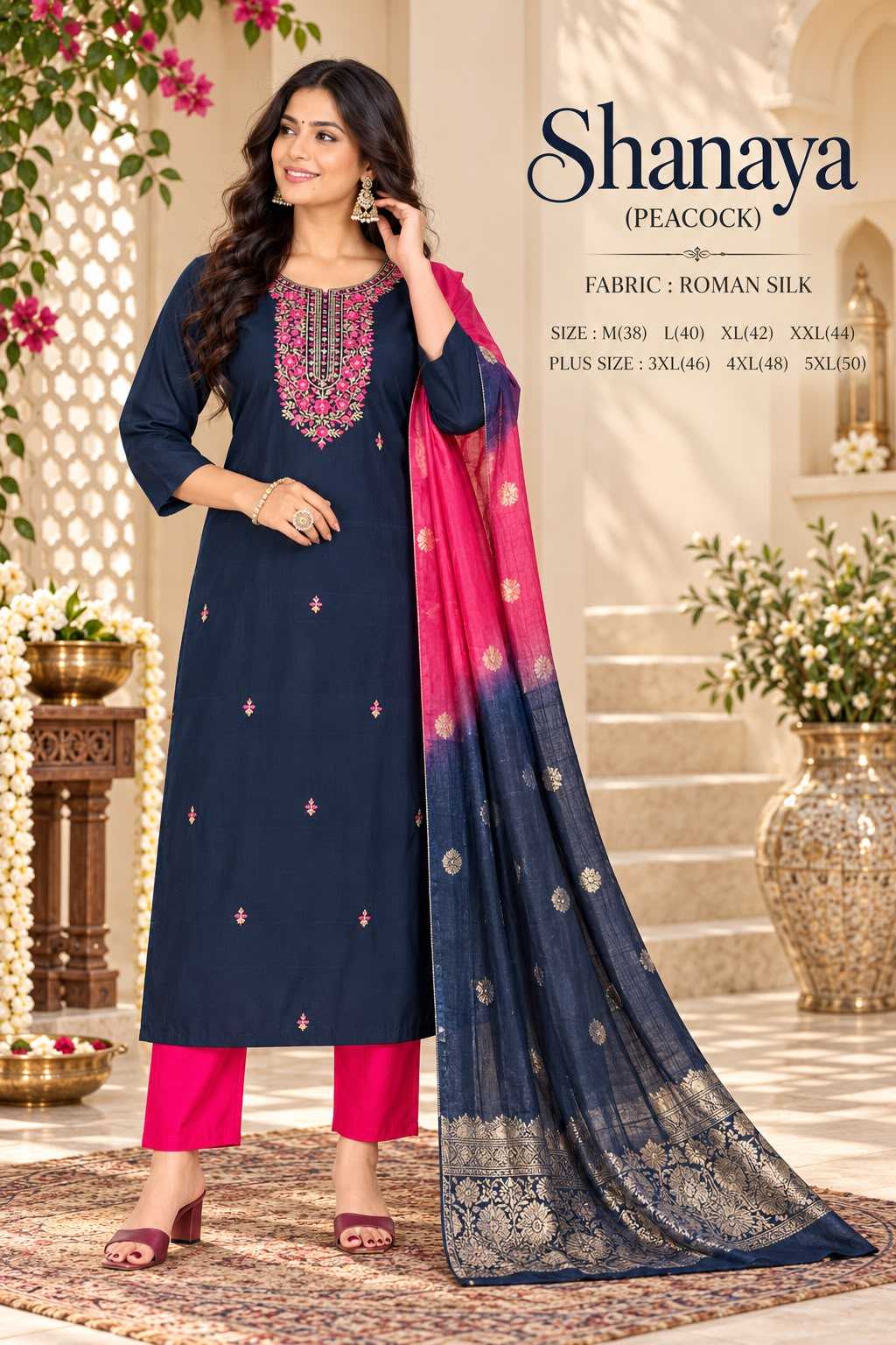 Heavy Roman Silk Workwear Kurti