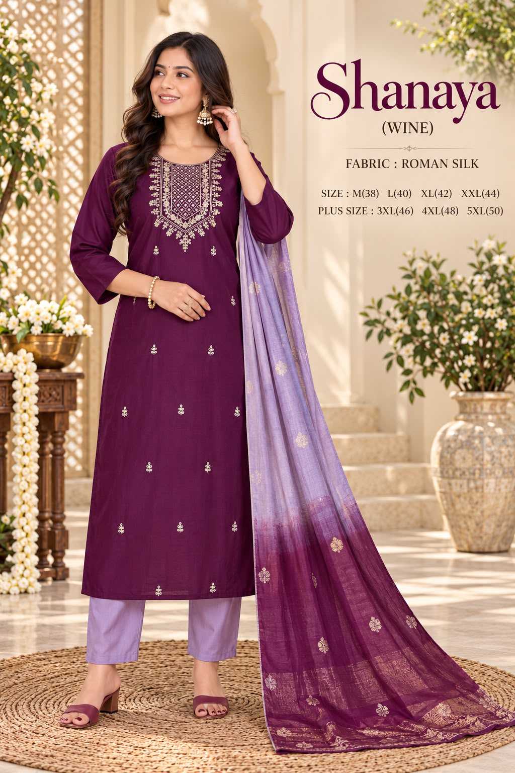 Heavy Roman Silk Workwear Kurti