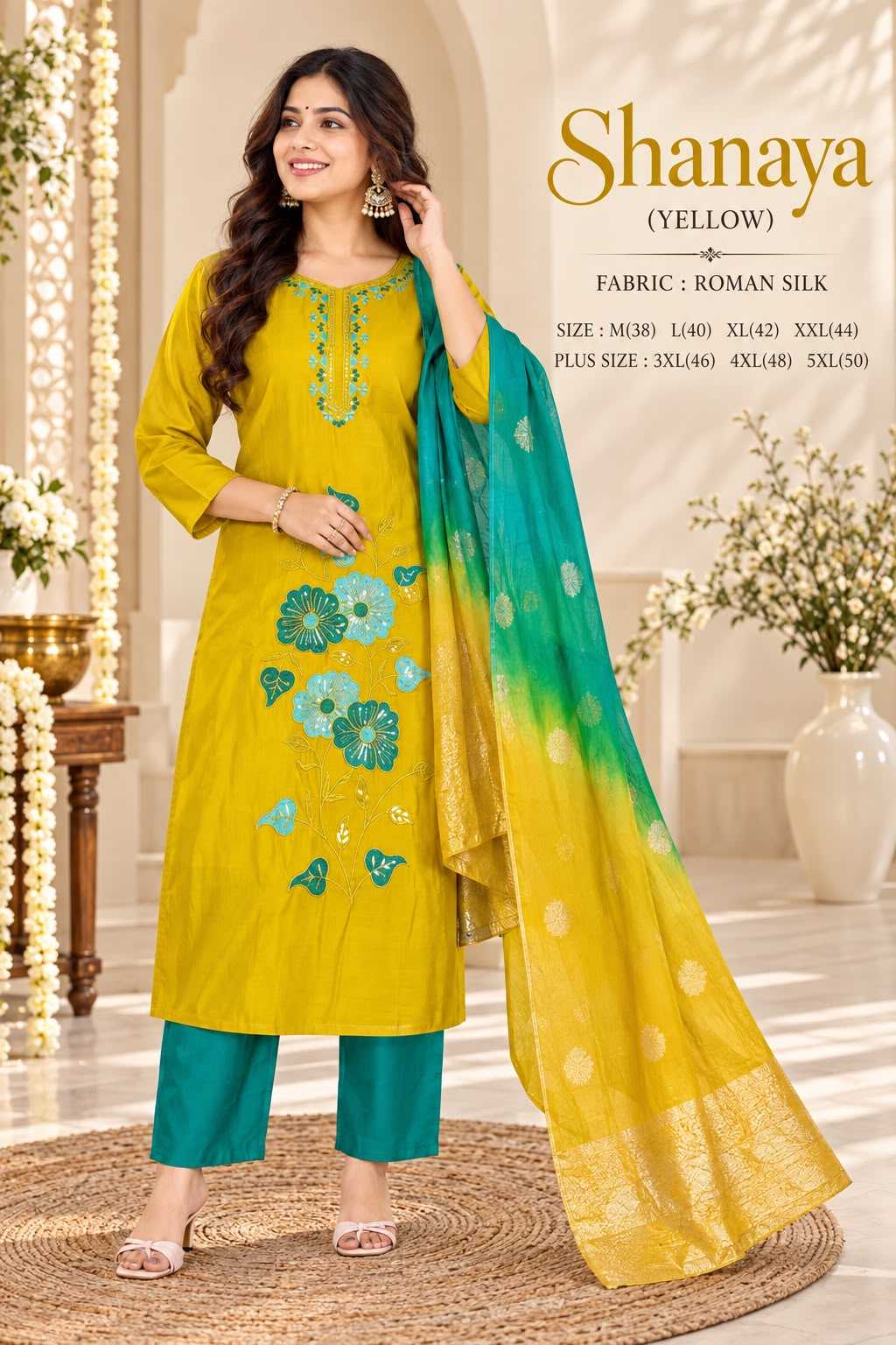 Heavy Roman Silk Workwear Kurti