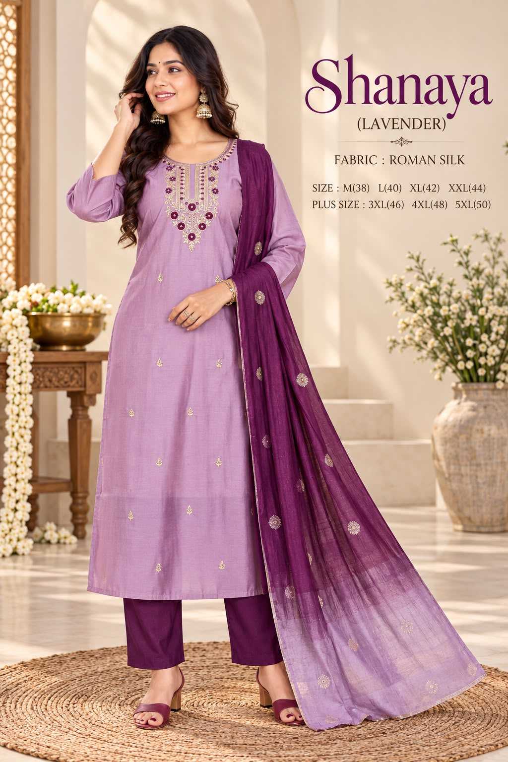 Heavy Roman Silk Workwear Kurti