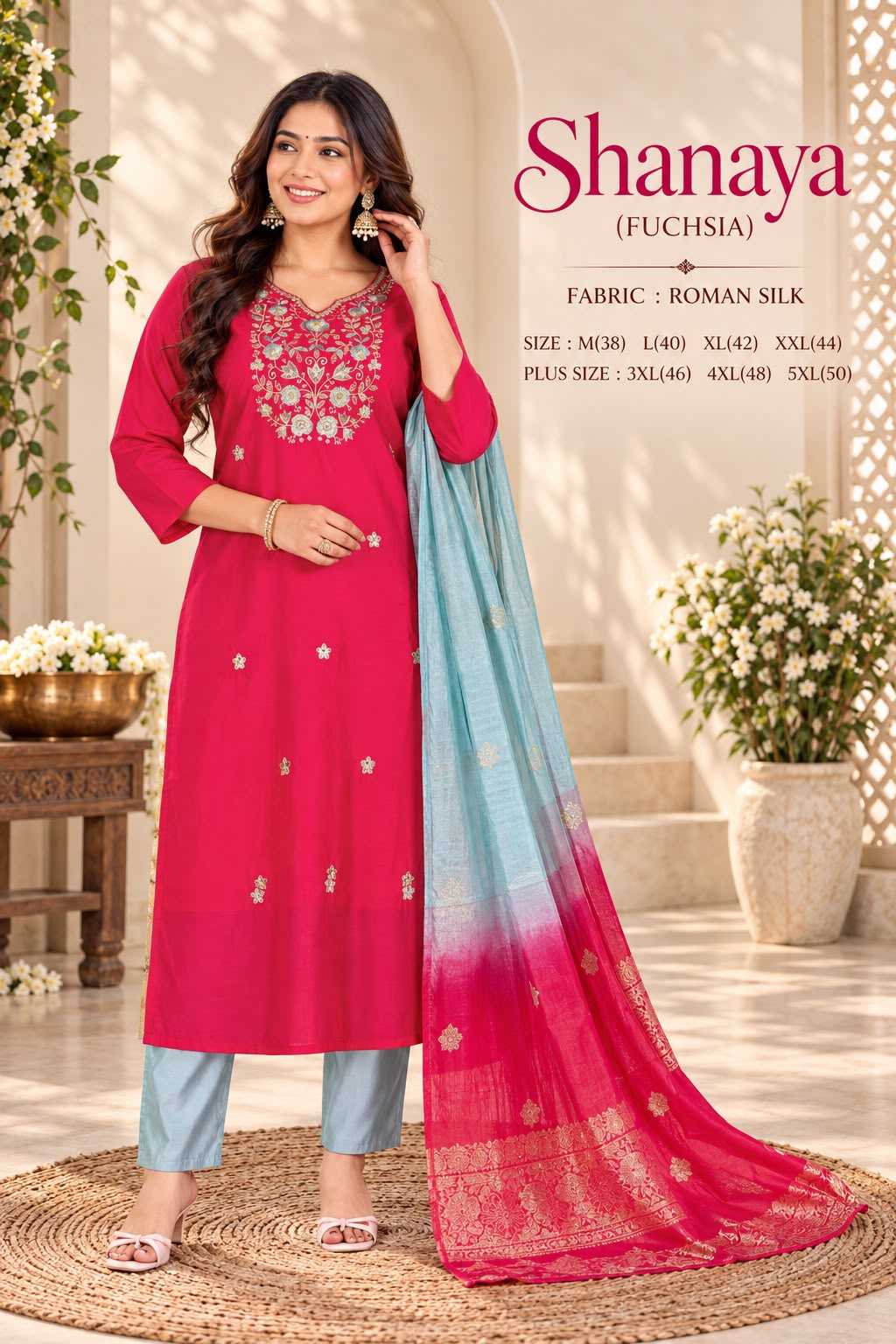 Heavy Roman Silk Workwear Kurti