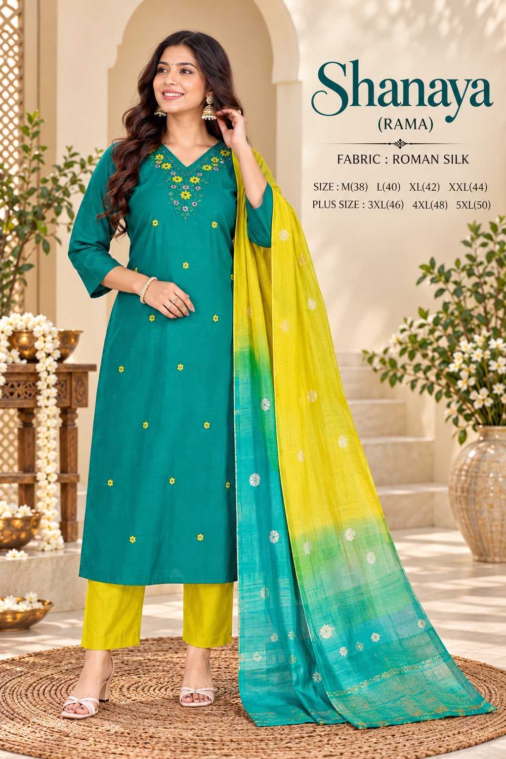 Heavy Roman Silk Workwear Kurti
