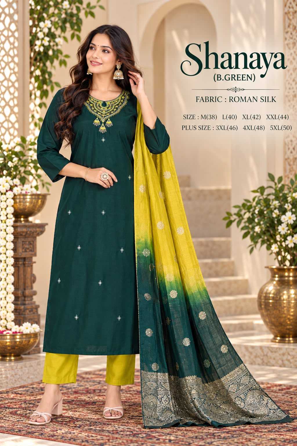 Heavy Roman Silk Workwear Kurti