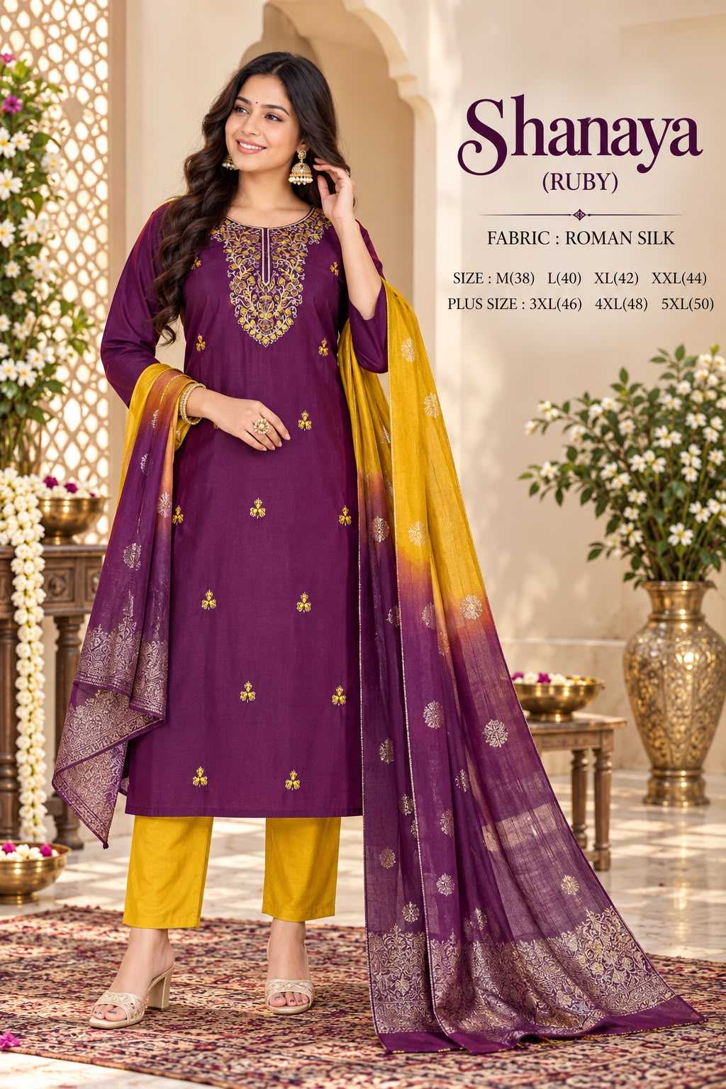 Heavy Roman Silk Workwear Kurti