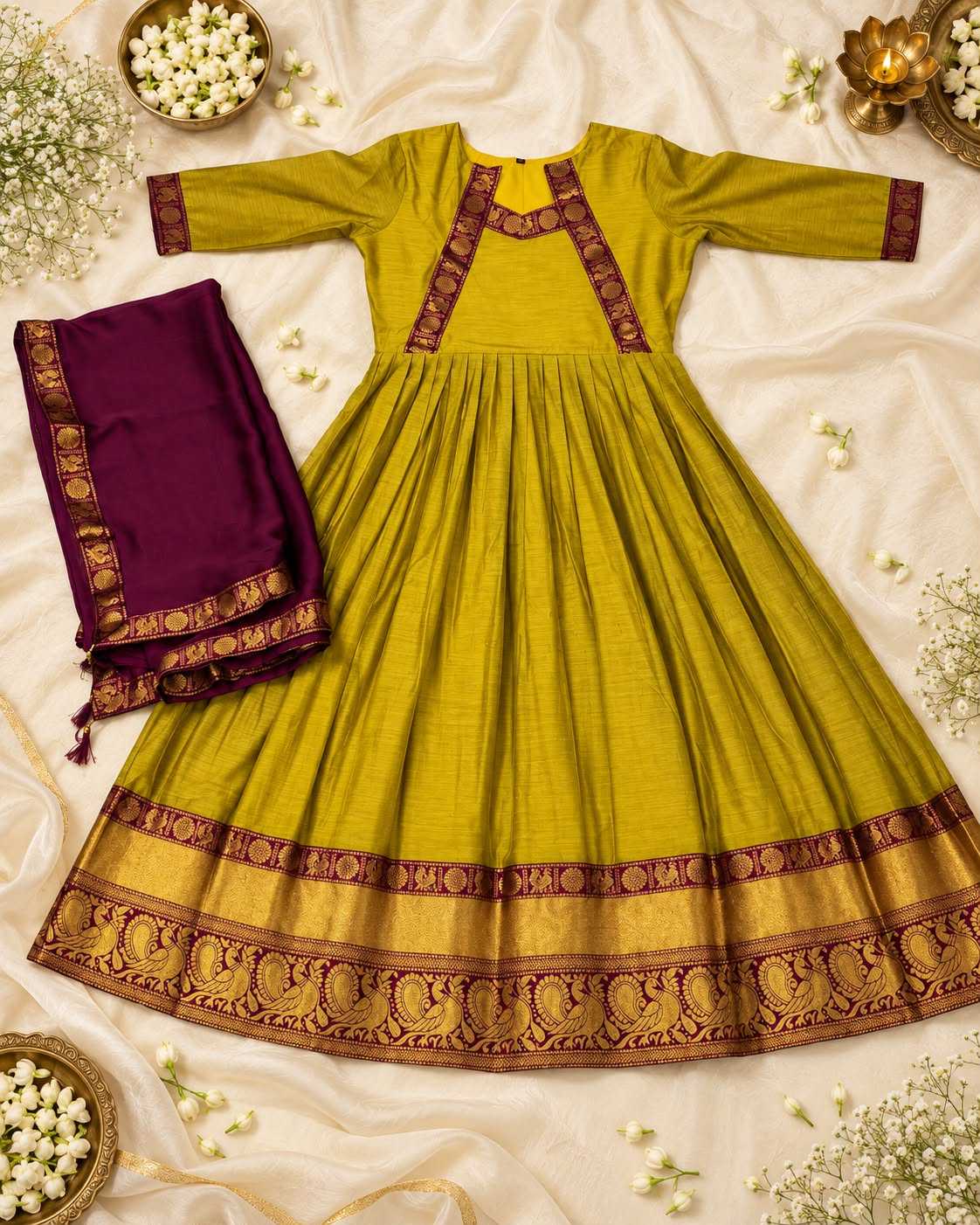 Rukm Cotton Embroidery Gown