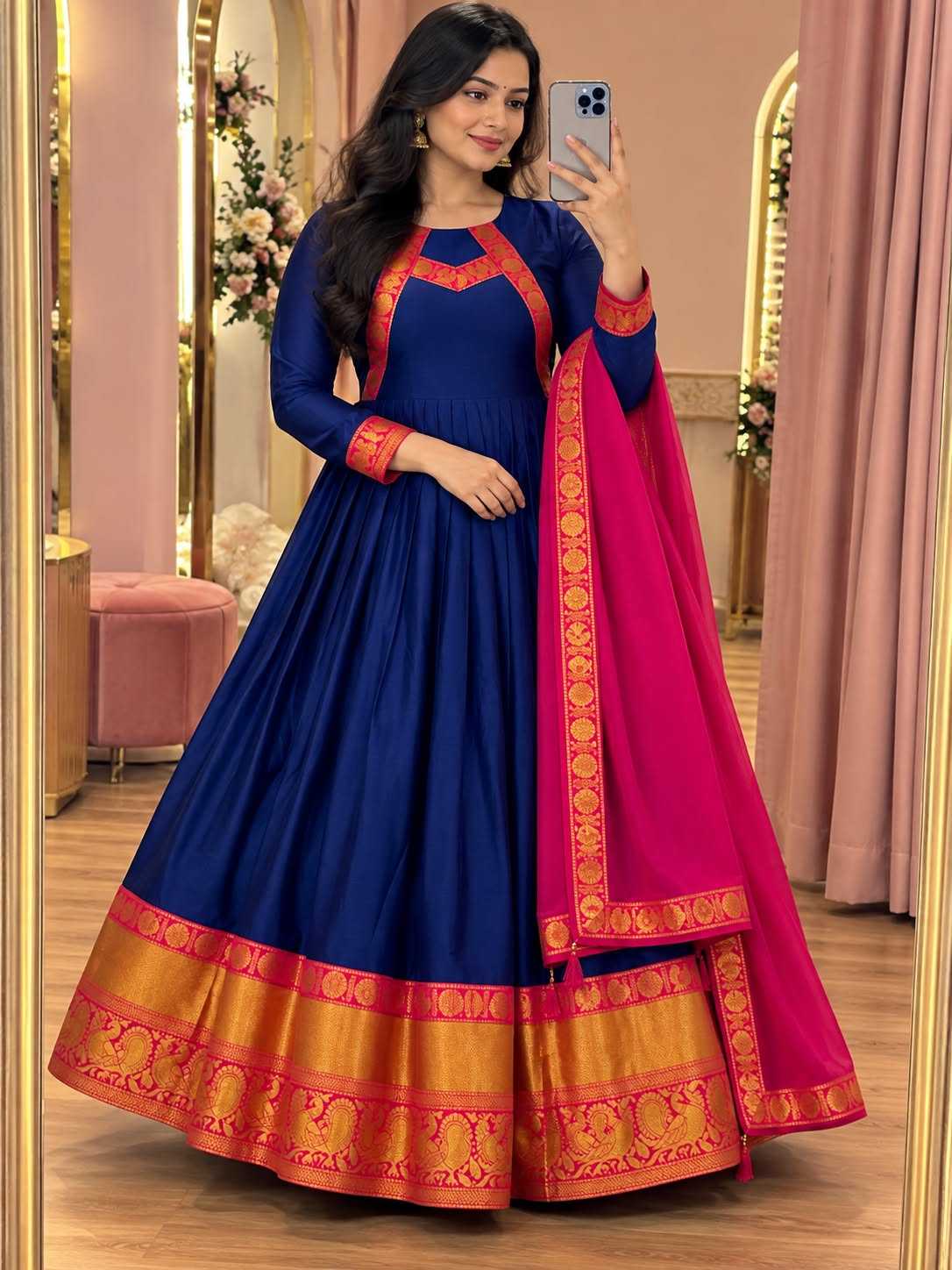 Rukm Cotton Embroidery Gown