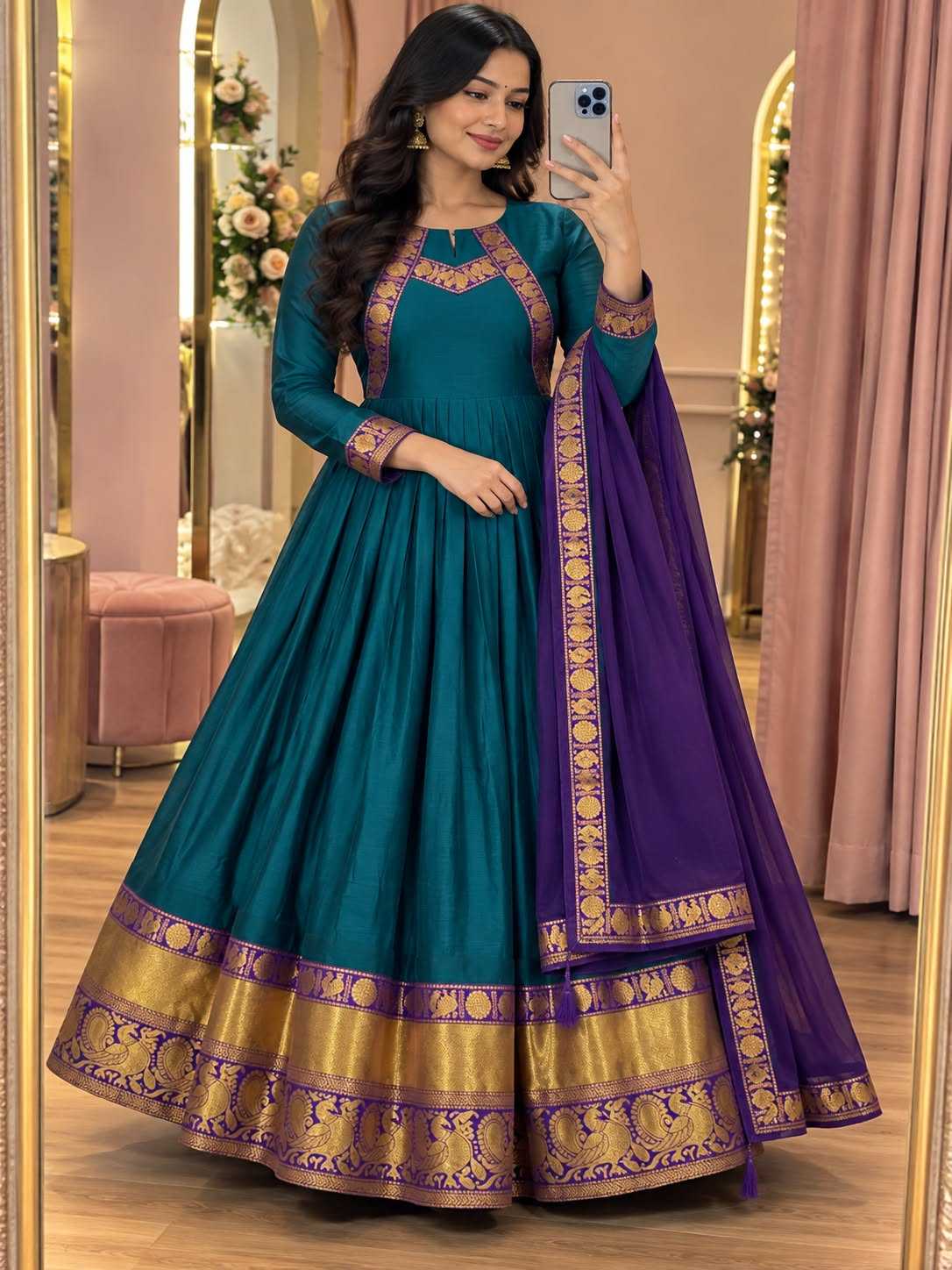 Rukm Cotton Embroidery Gown