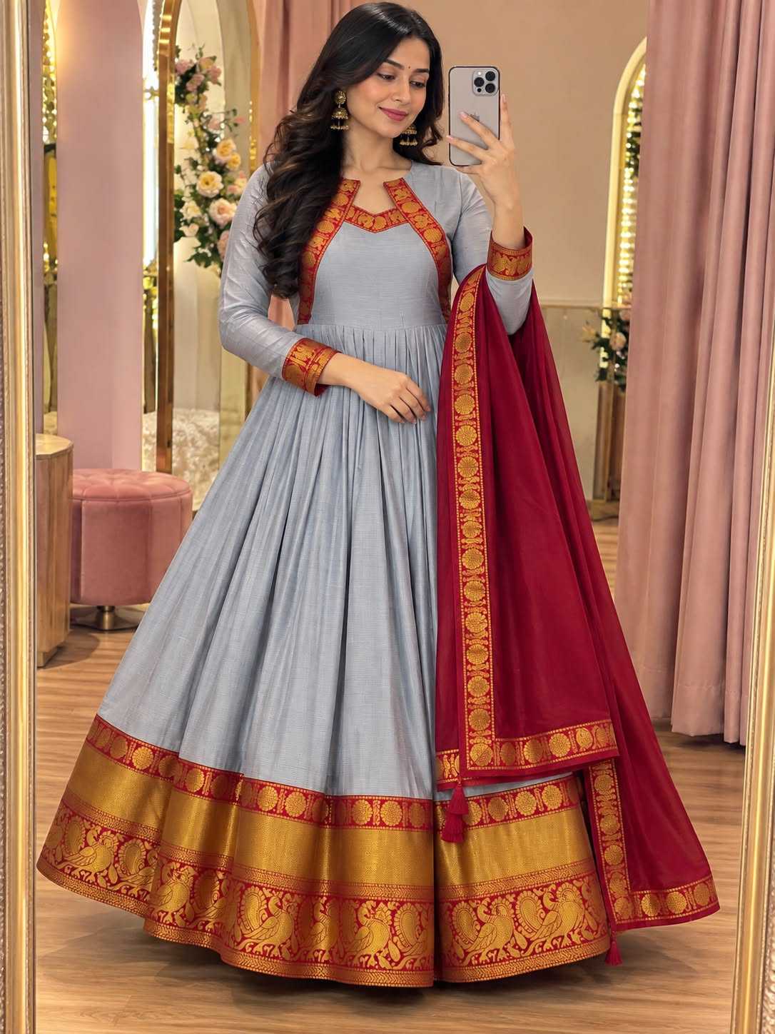 Rukm Cotton Embroidery Gown