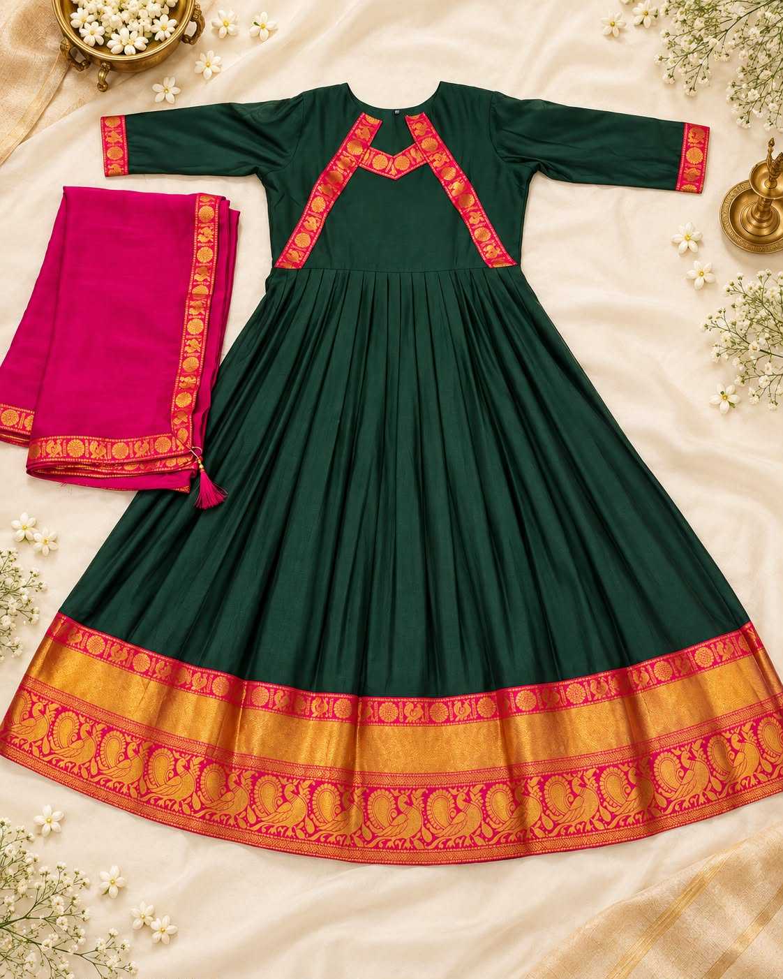 Rukm Cotton Embroidery Gown