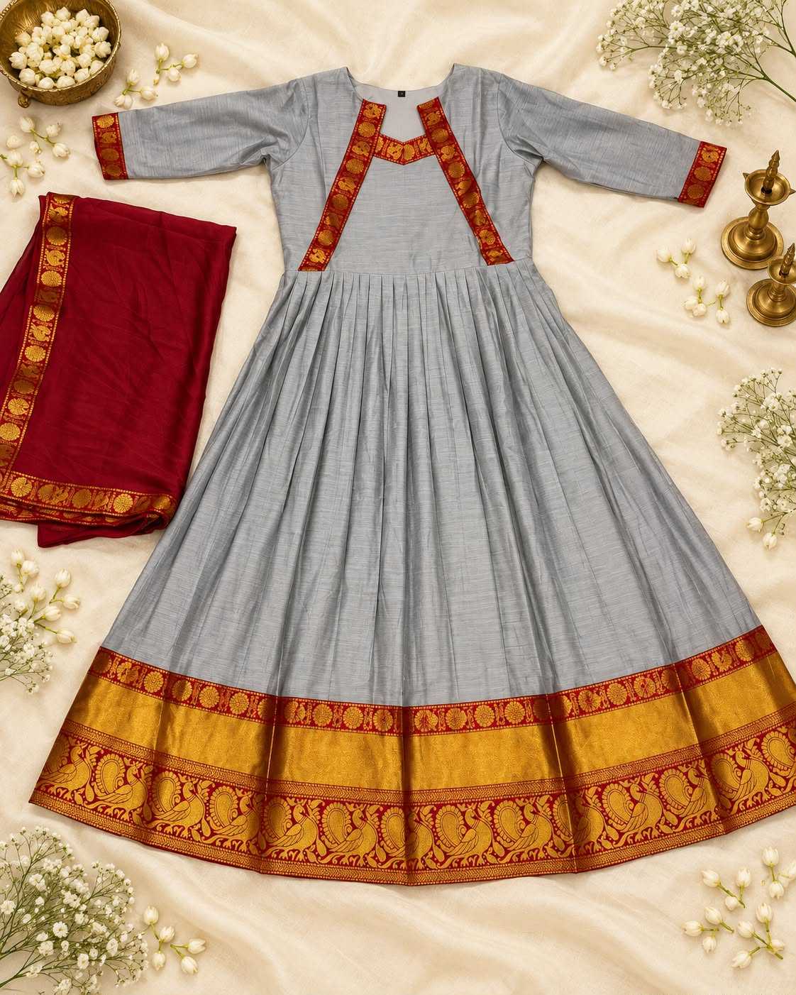 Rukm Cotton Embroidery Gown