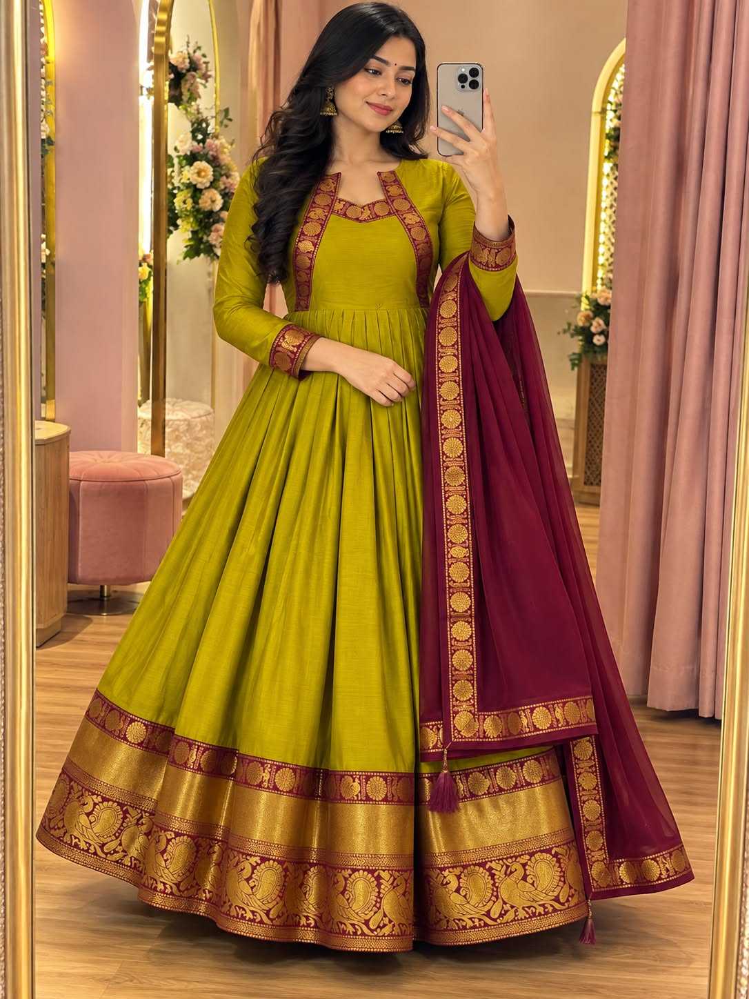 Rukm Cotton Embroidery Gown