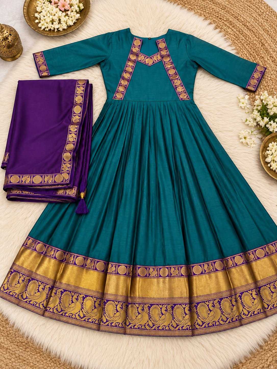 Rukm Cotton Embroidery Gown
