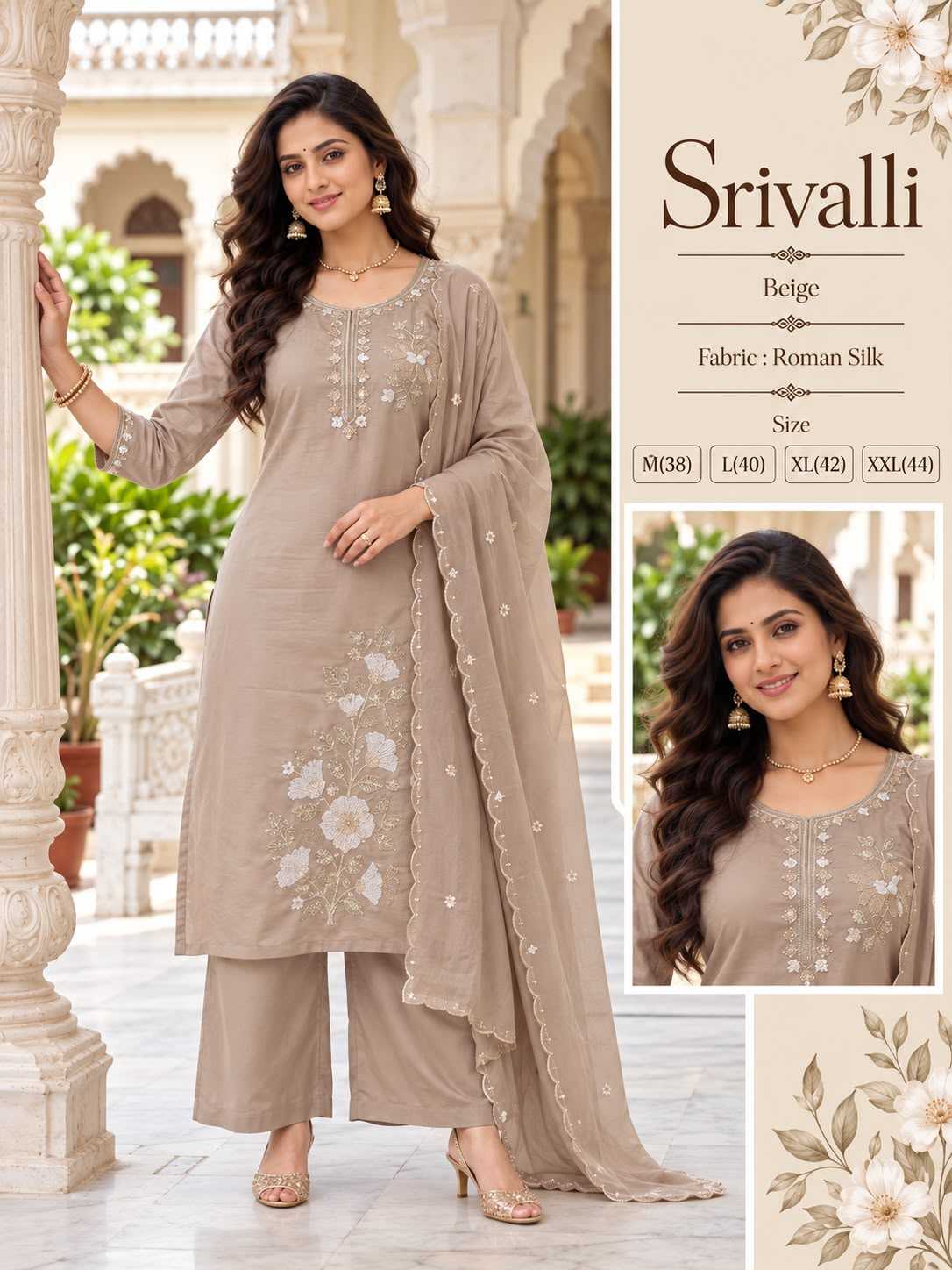 Srivalli Chanderi Cotton Embroidery Suit