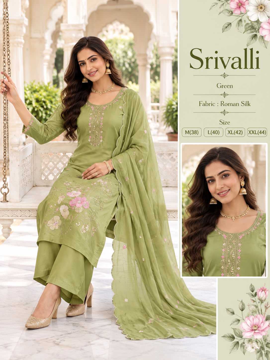 Srivalli Chanderi Cotton Embroidery Suit