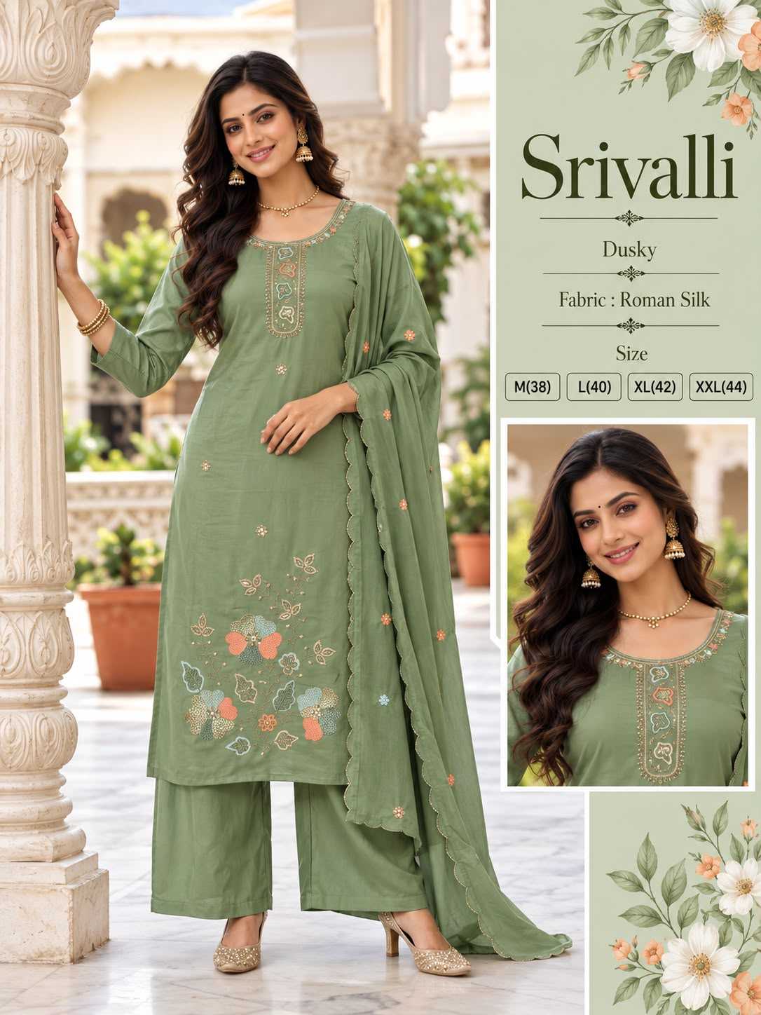 Srivalli Chanderi Cotton Embroidery Suit