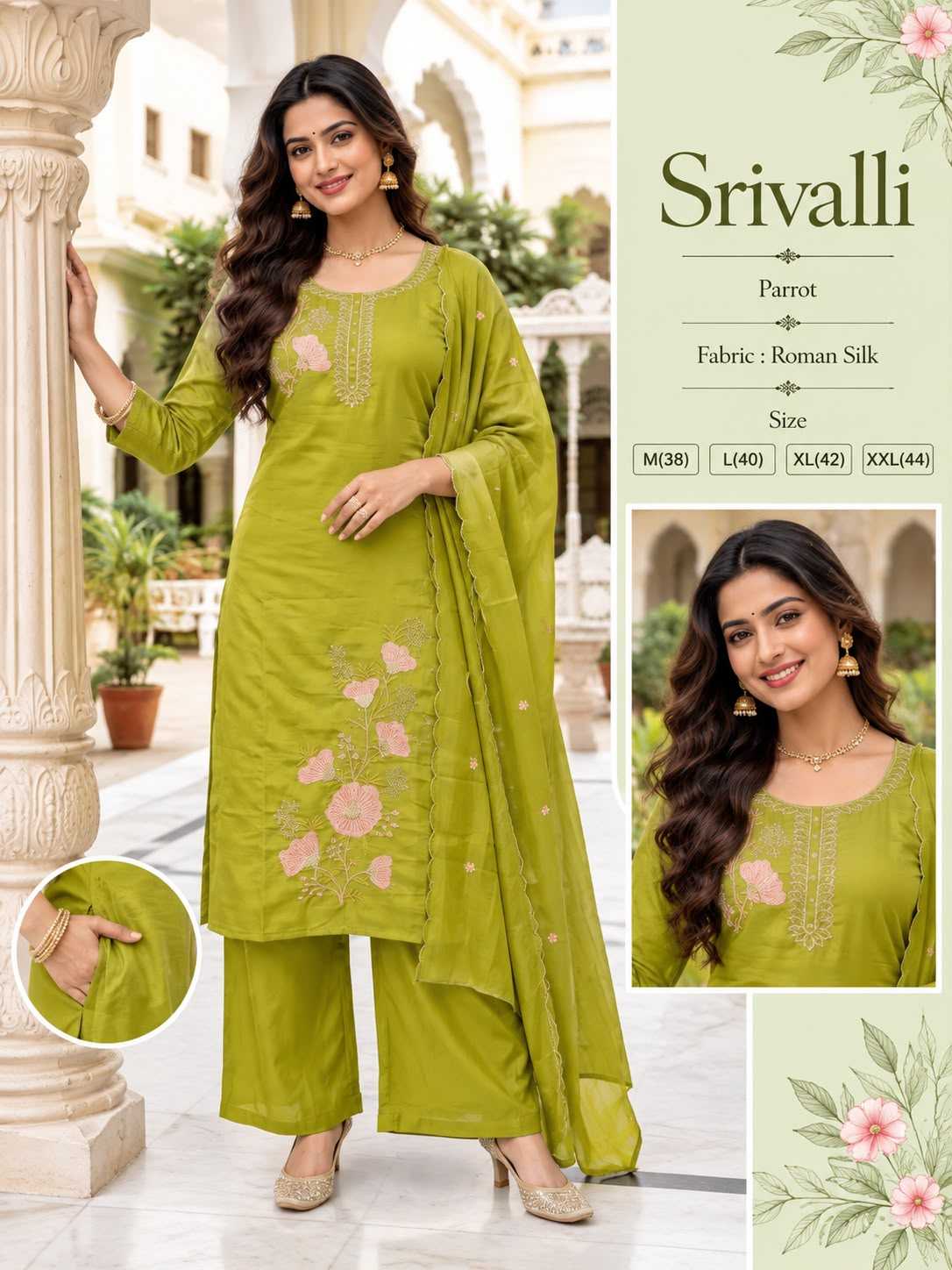 Srivalli Chanderi Cotton Embroidery Suit