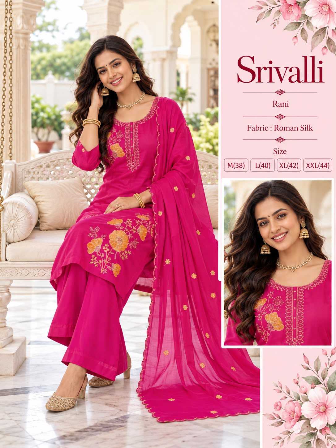 Srivalli Chanderi Cotton Embroidery Suit