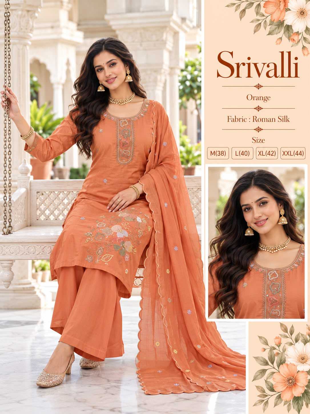 Srivalli Chanderi Cotton Embroidery Suit