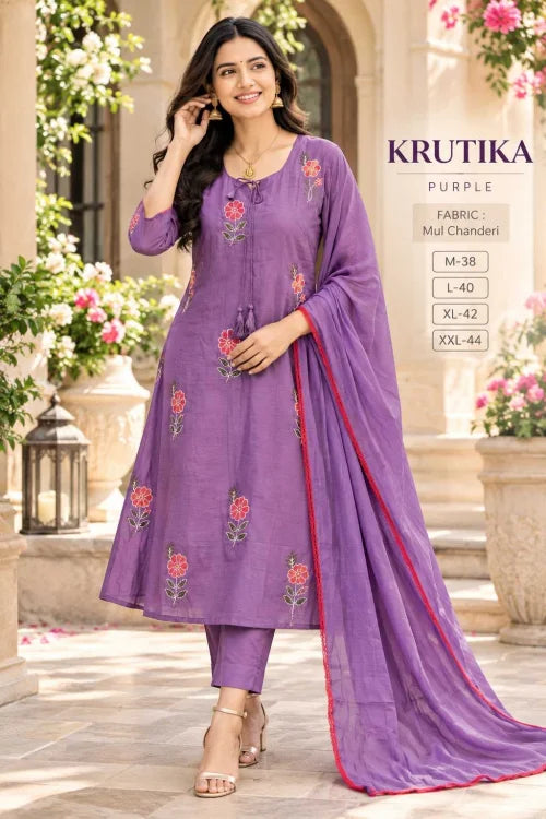 Suit Chanderi Cotton Party Wear Kurti