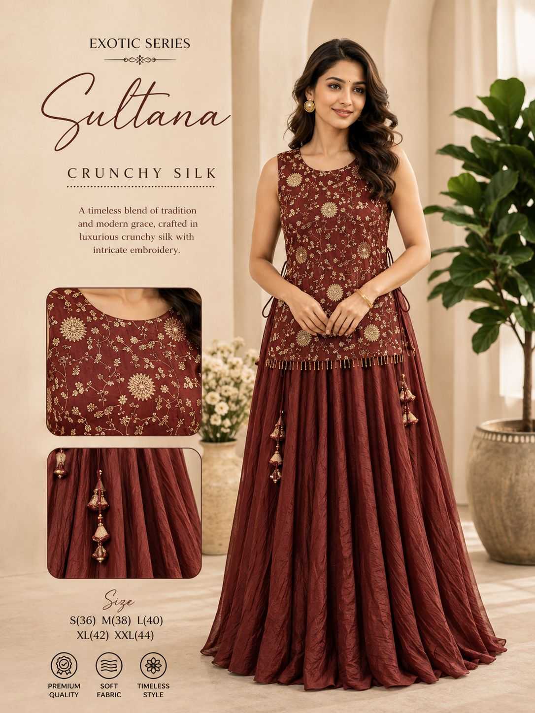 Sultana Crush Silk Designer Kurti