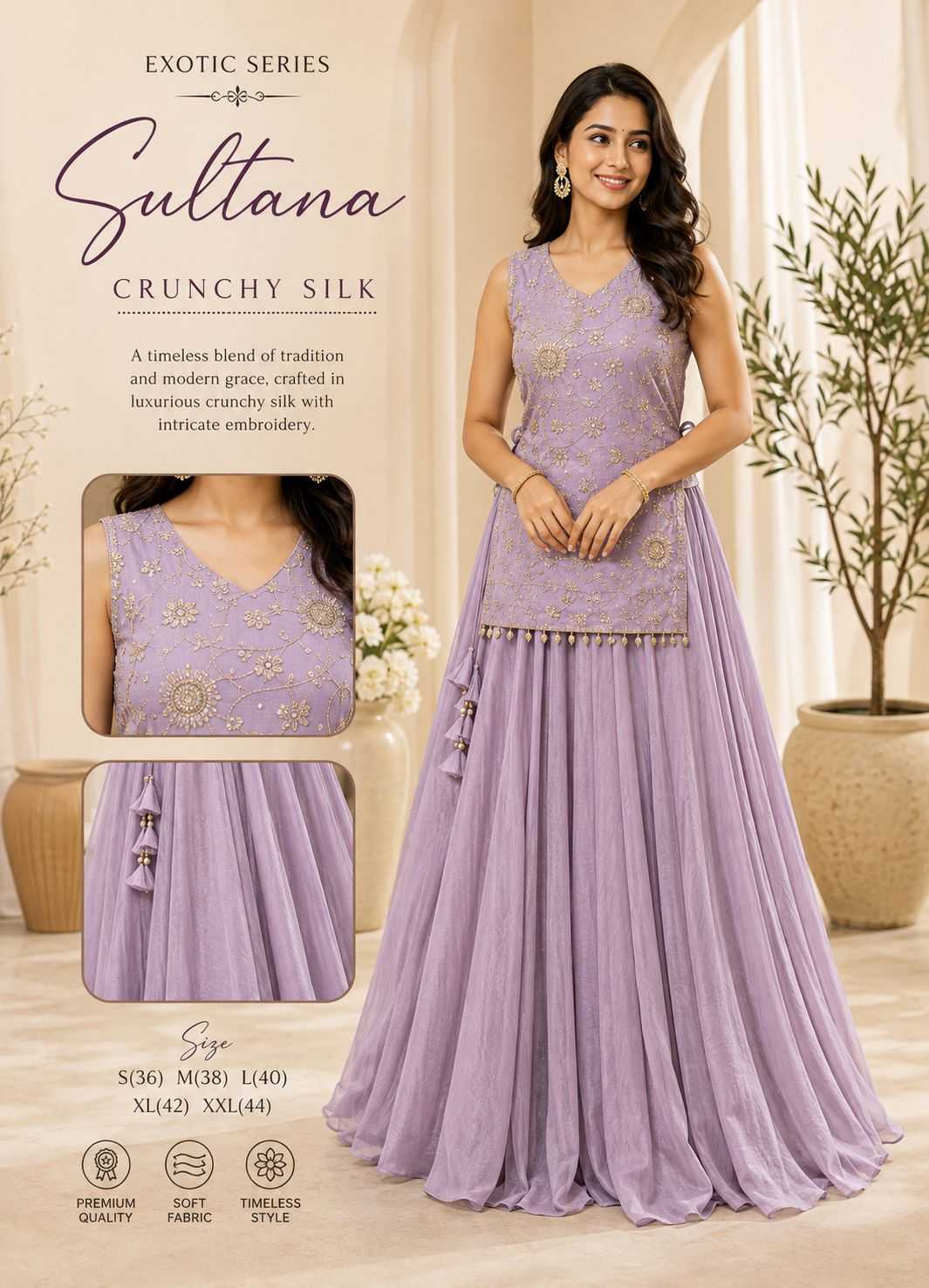 Sultana Crush Silk Designer Kurti