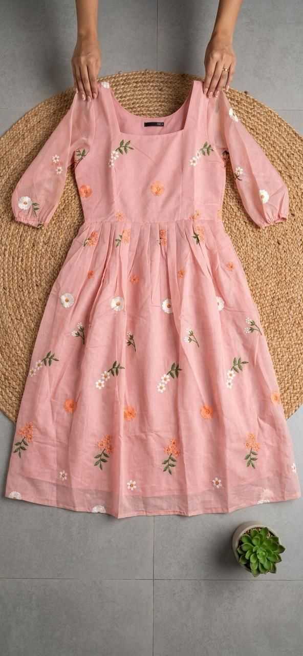 Chanderi Cotton Embroidery Gown