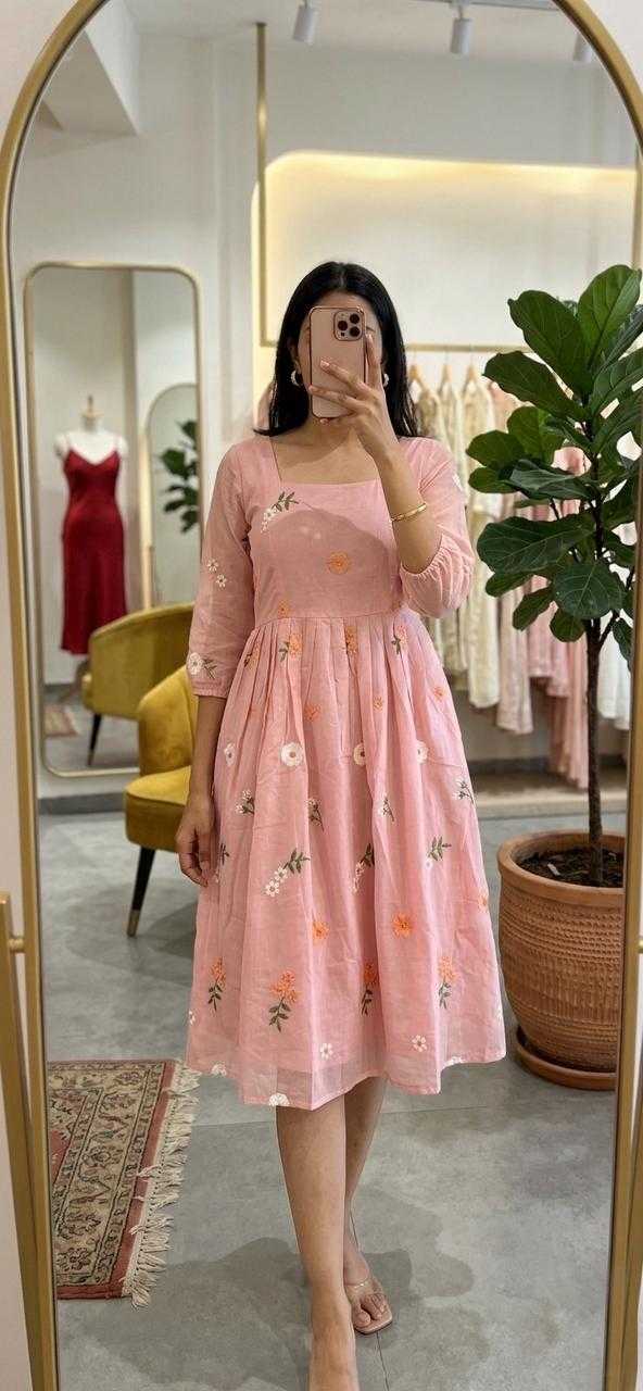 Chanderi Cotton Embroidery Gown