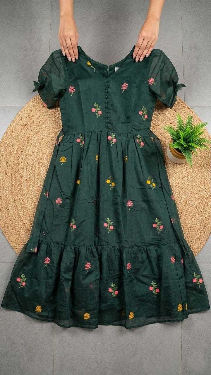 Chanderi Cotton Embroidery Gown
