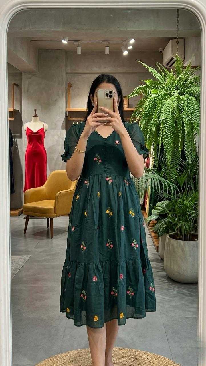 Chanderi Cotton Embroidery Gown