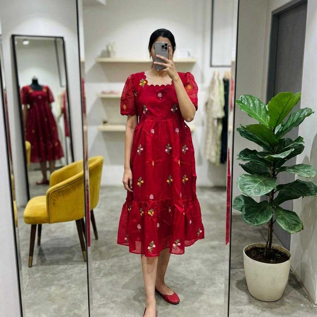 Chanderi Cotton Embroidery Gown